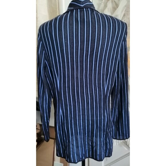 Escada Womens Size 40 Jacket Blazer Logo Patch Long Sleeve Preppy Blue Striped - Picture 2 of 5